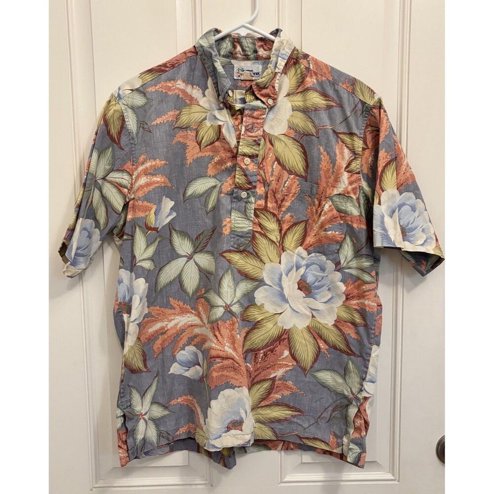 Reyn Spooner Hawaiian Shirt Men's Large Floral colorful vintage USA MADE